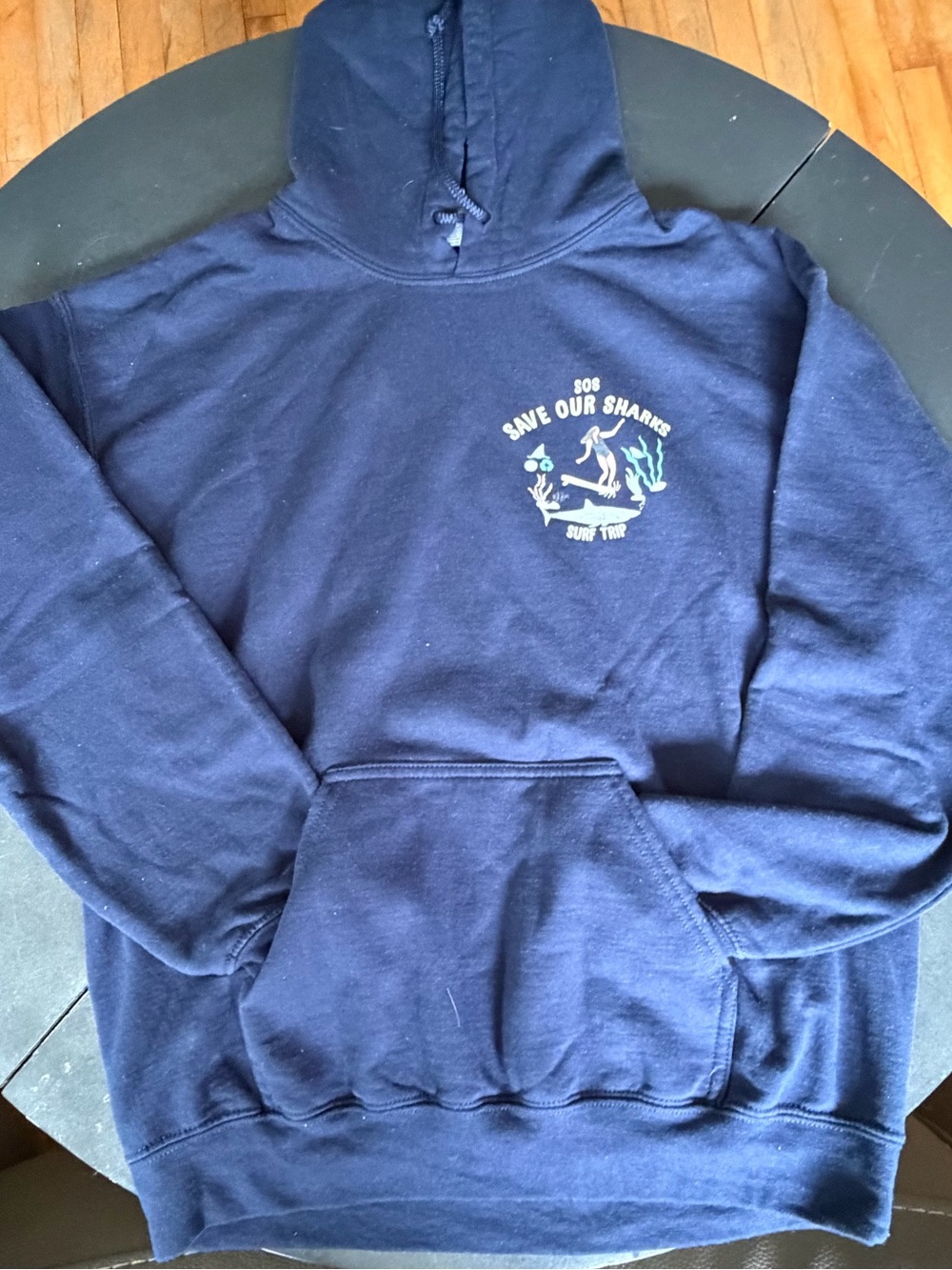 SURF TRIP- Navy 'Save Our Sharks' Pullover Hoodie